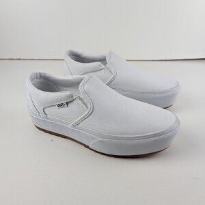 Vans Asher Platform Shoes Sneakers Womens Size 10 White Slip On
